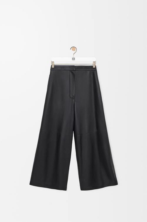 LOEWE Pantalón cropped en piel napa de cordero Negro