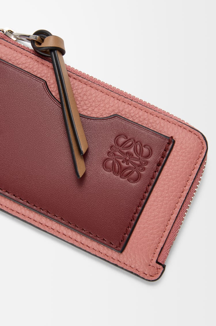 LOEWE Coin cardholder in soft grained calfskin Blush/Mahogany