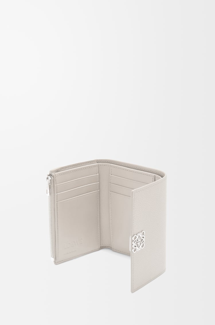 LOEWE Anagram small vertical wallet in pebble grained calfskin Light Ghost
