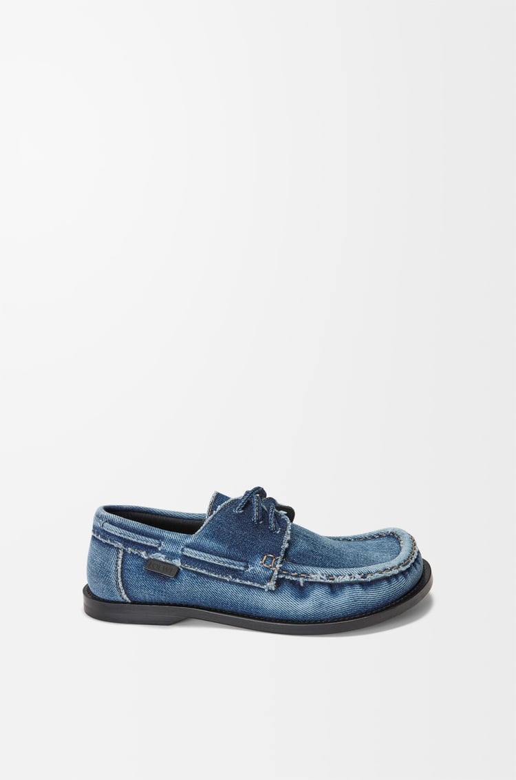 LOEWE Campo boat shoe in washed denim Raw Denim