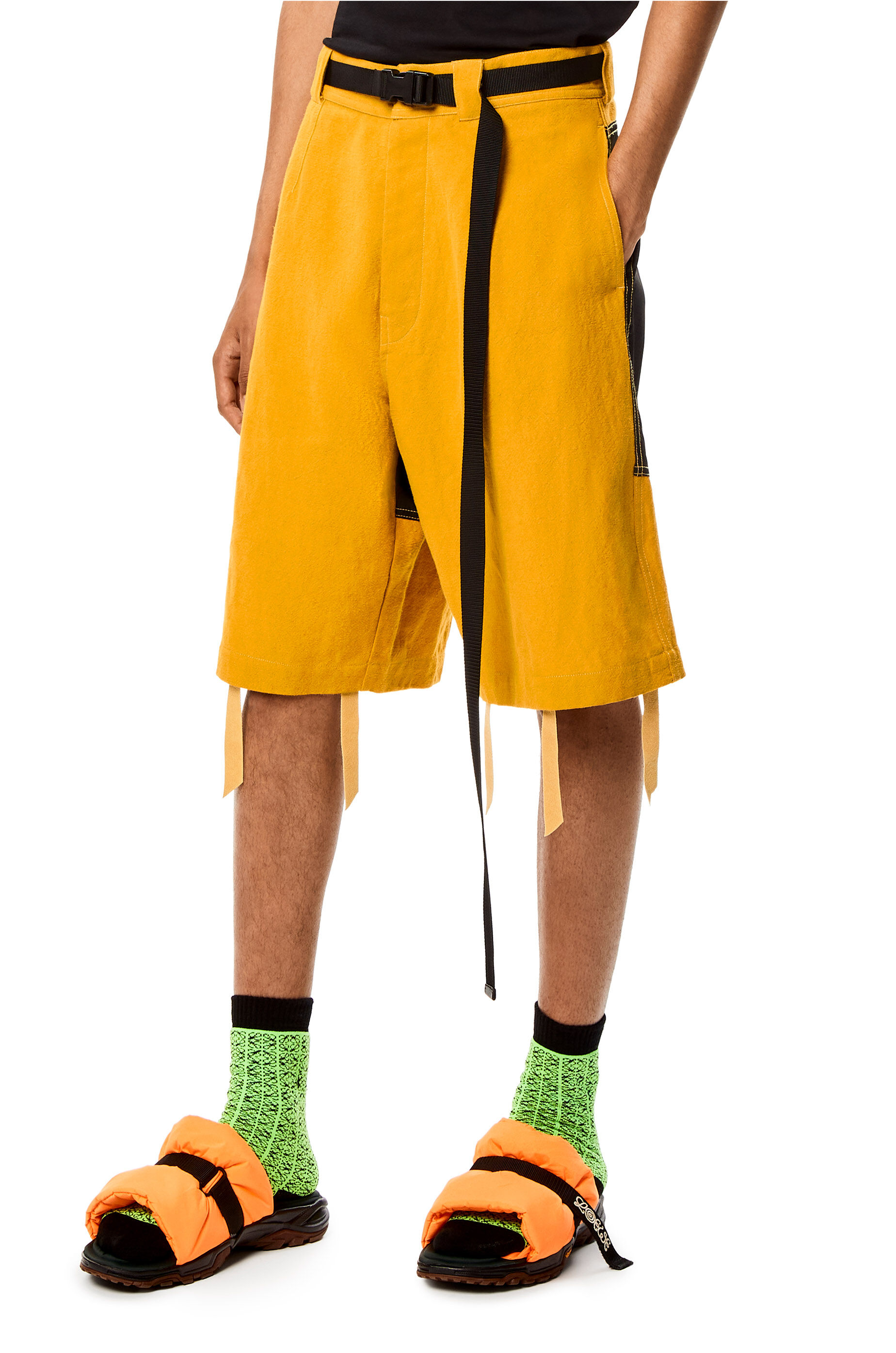 Bi-material bermuda shorts in cotton 