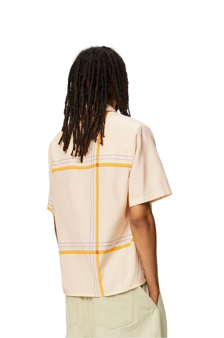 LOEWE Camisa a cuadros de manga corta en seda y algodón Beige/Amarillo pdp_rd