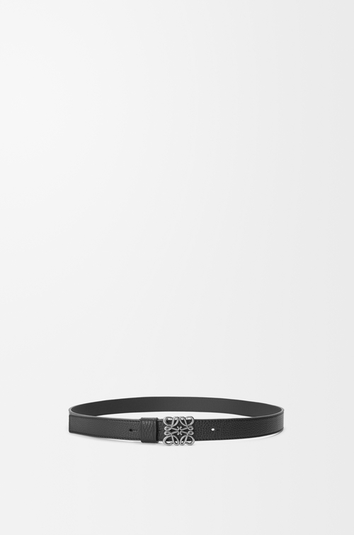 LOEWE Chunky Anagram belt in supple grained calfskin Black/Vintage Palladium