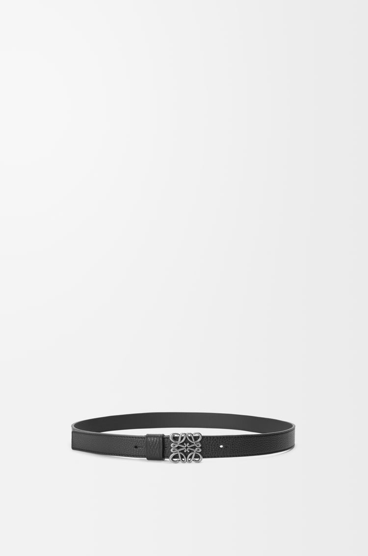 LOEWE Chunky Anagram belt in supple grained calfskin Black/Vintage Palladium