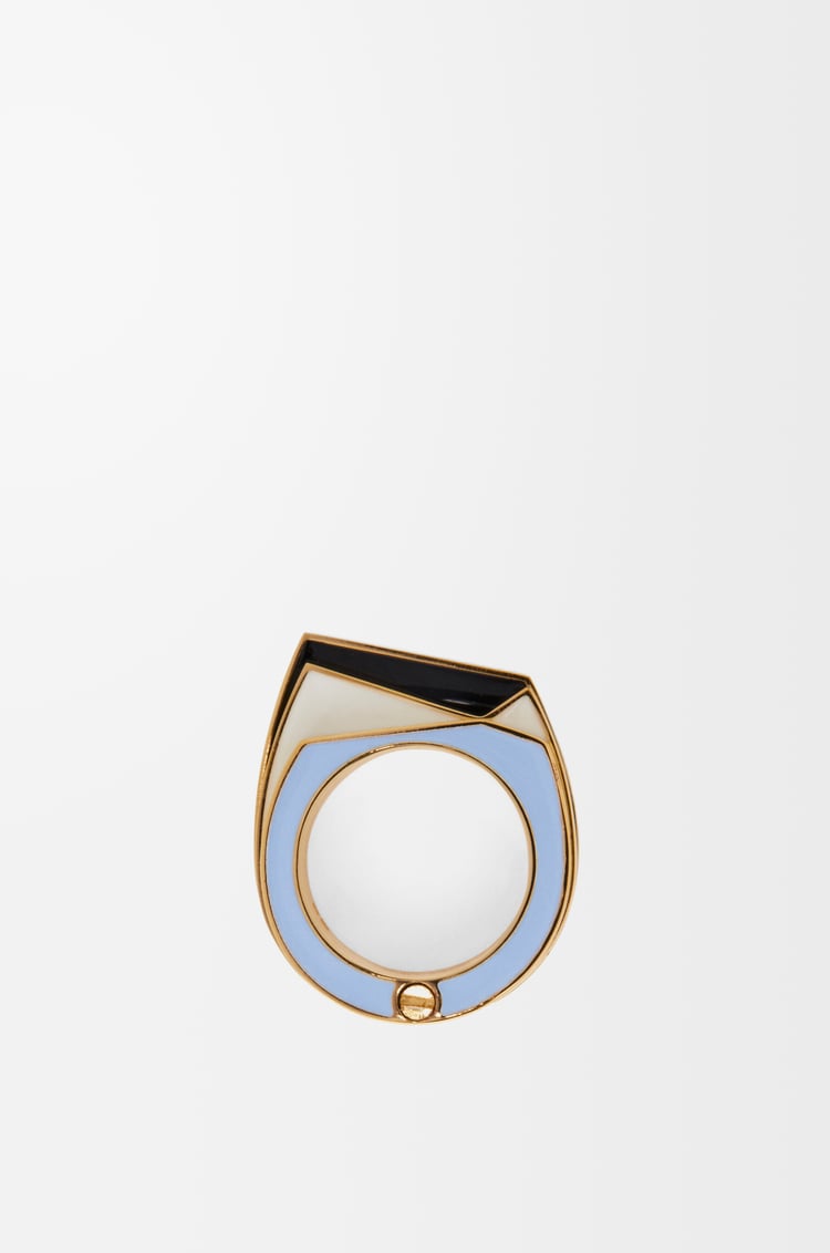 LOEWE Stacked pivot ring in sterling silver and enamel Gold/White/Blue