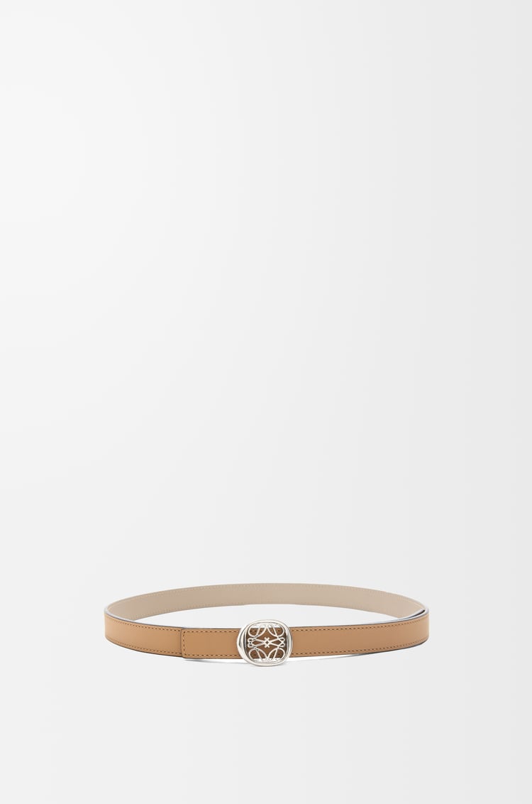 LOEWE Reversible Anagram Ellipse belt in smooth calfskin Warm Desert/Sand/Palladium