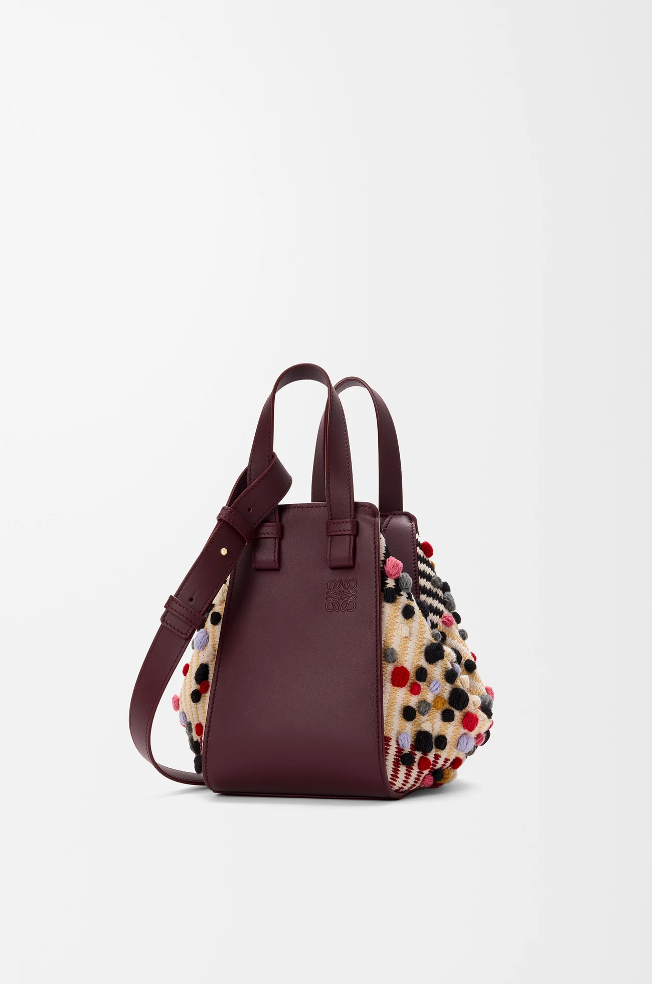LOEWE Sac Hammock Compact en tissu brodé Naturel/Multicolore