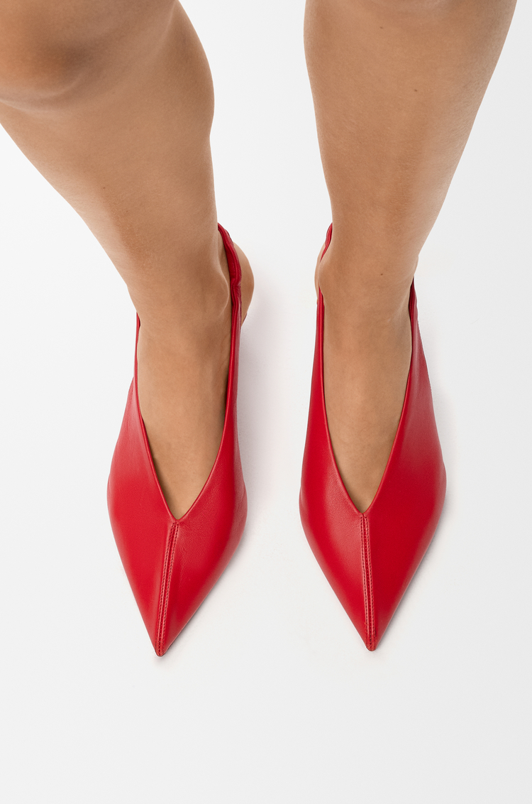 LOEWE Origami Cubic slingback in lambskin Red
