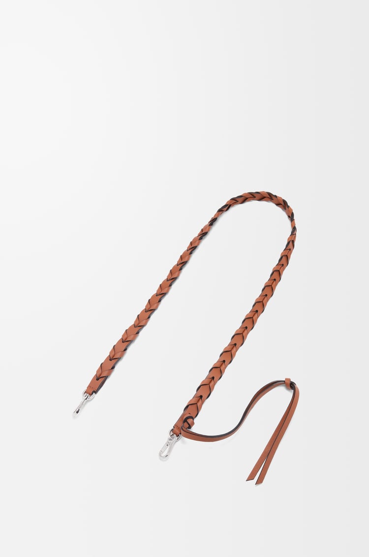 LOEWE 经典牛皮革薄编织带 棕褐色