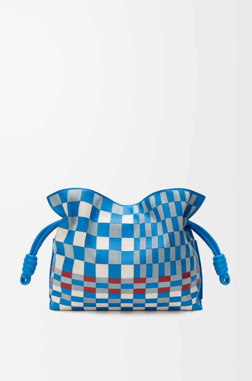 LOEWE Medium Flamenco clutch in mosaic intarsio Blue/Multicolor
