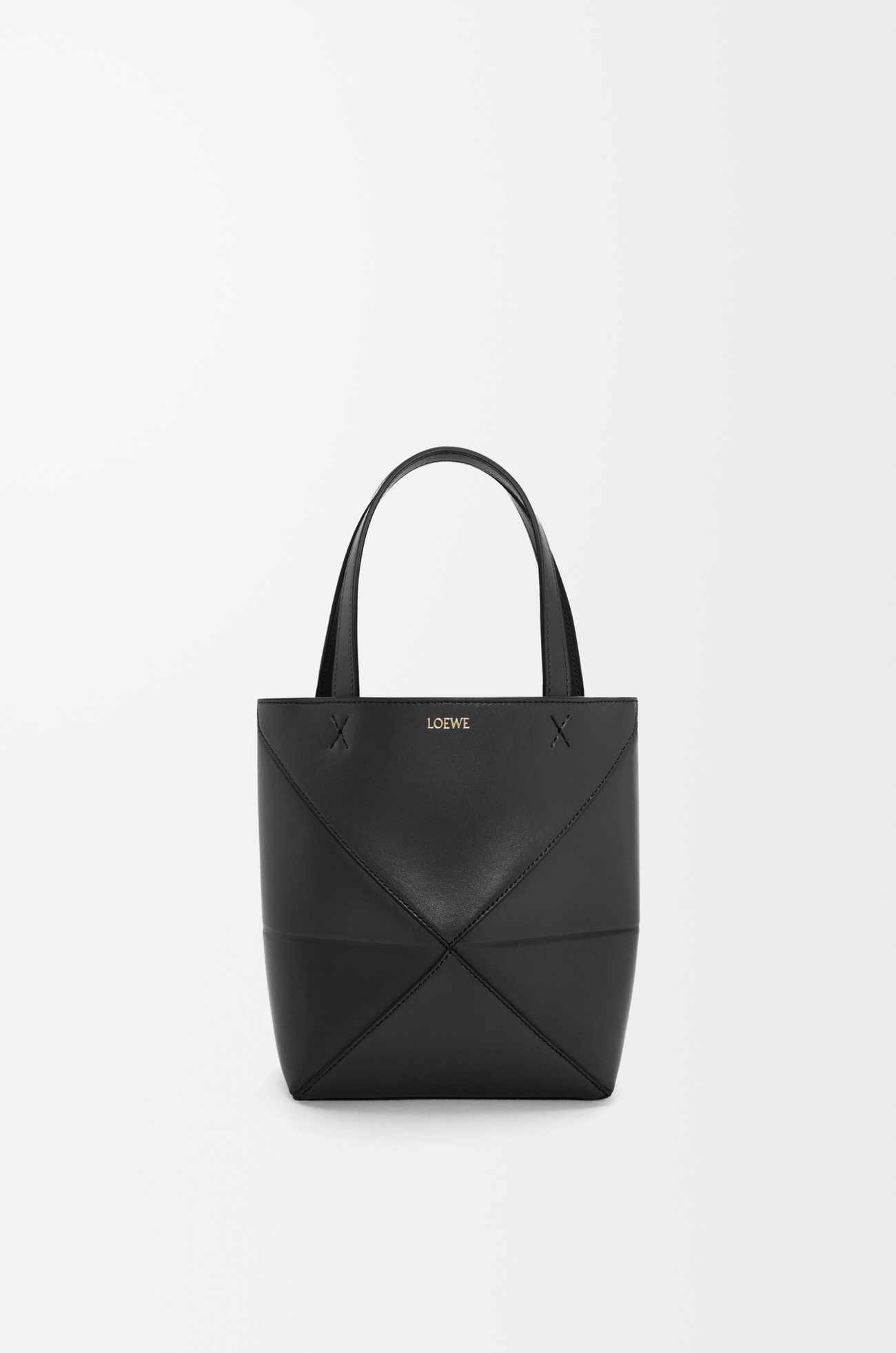 LOEWE Bolso Puzzle Fold tote mini en piel de ternera Negro plp_rd