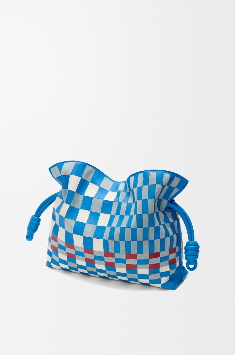 LOEWE Borsa Flamenco Clutch media a intarsio effetto mosaico Blu/Multicolore