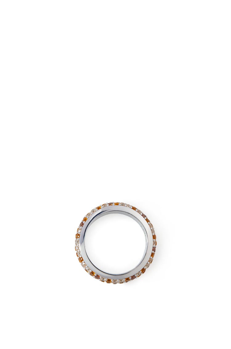 LOEWE Thin Pavé ring in sterling silver and crystals Silver/Brown