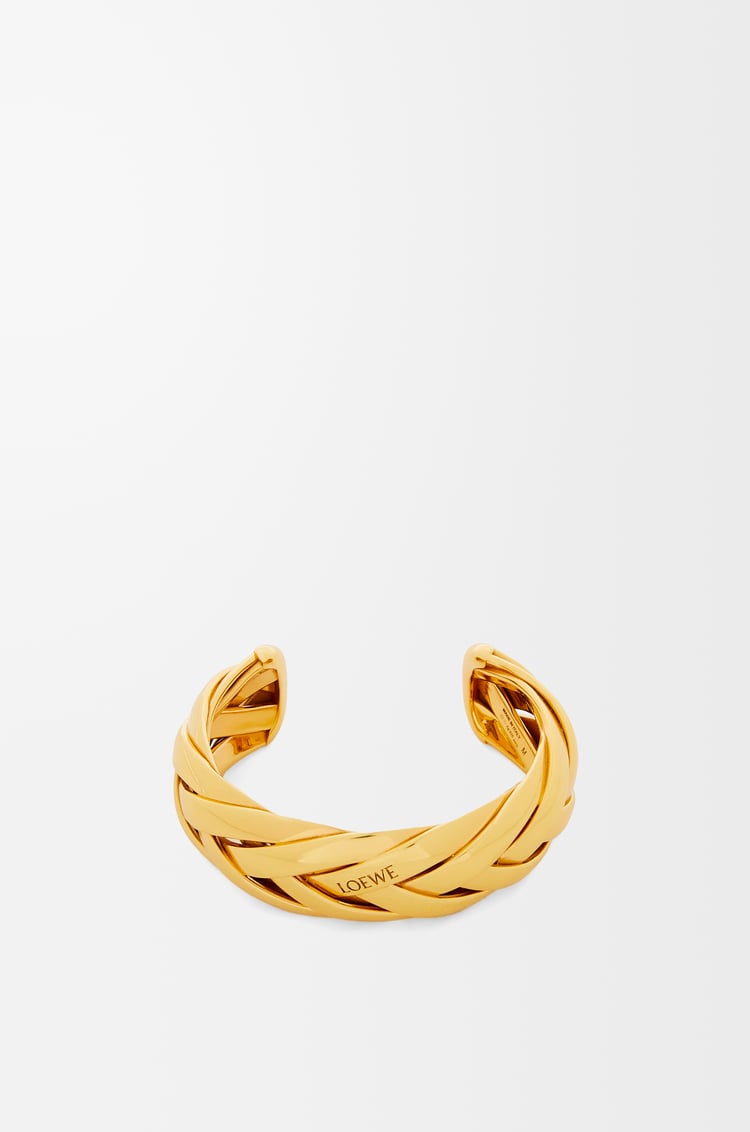 LOEWE Amplio brazalete trenzado en plata de ley Dorado