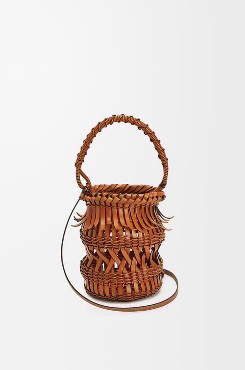 LOEWE Fringes Bucket bag in calfskin Tan