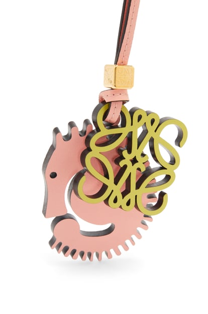 LOEWE Seahorse charm in classic calfskin Blossom/Lime Yellow plp_rd
