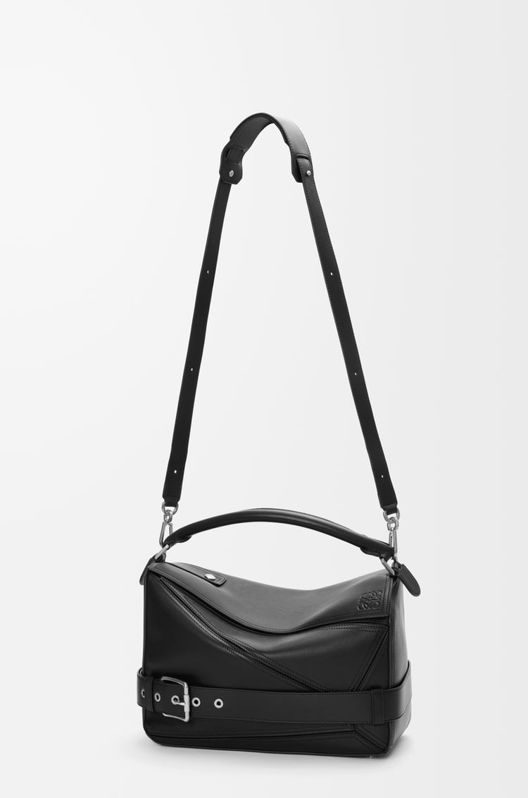 LOEWE Large Puzzle Biker bag in shiny calfskin Black