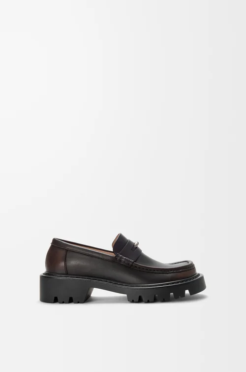 LOEWE Sierra loafer in brushed-off calfskin Dark Brown