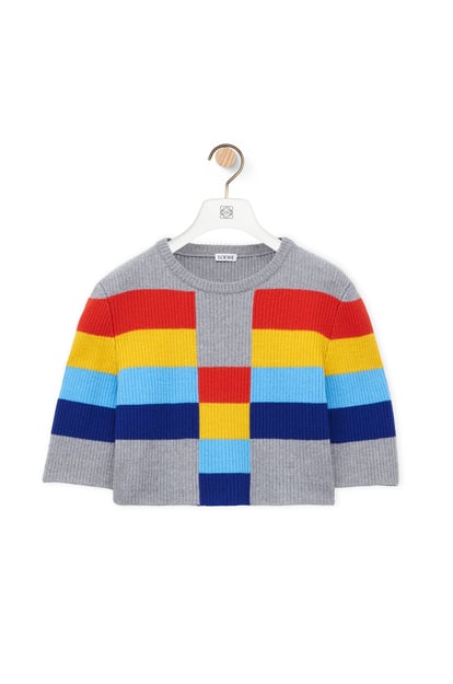 LOEWE Cropped sweater in wool Grey/Multicolour