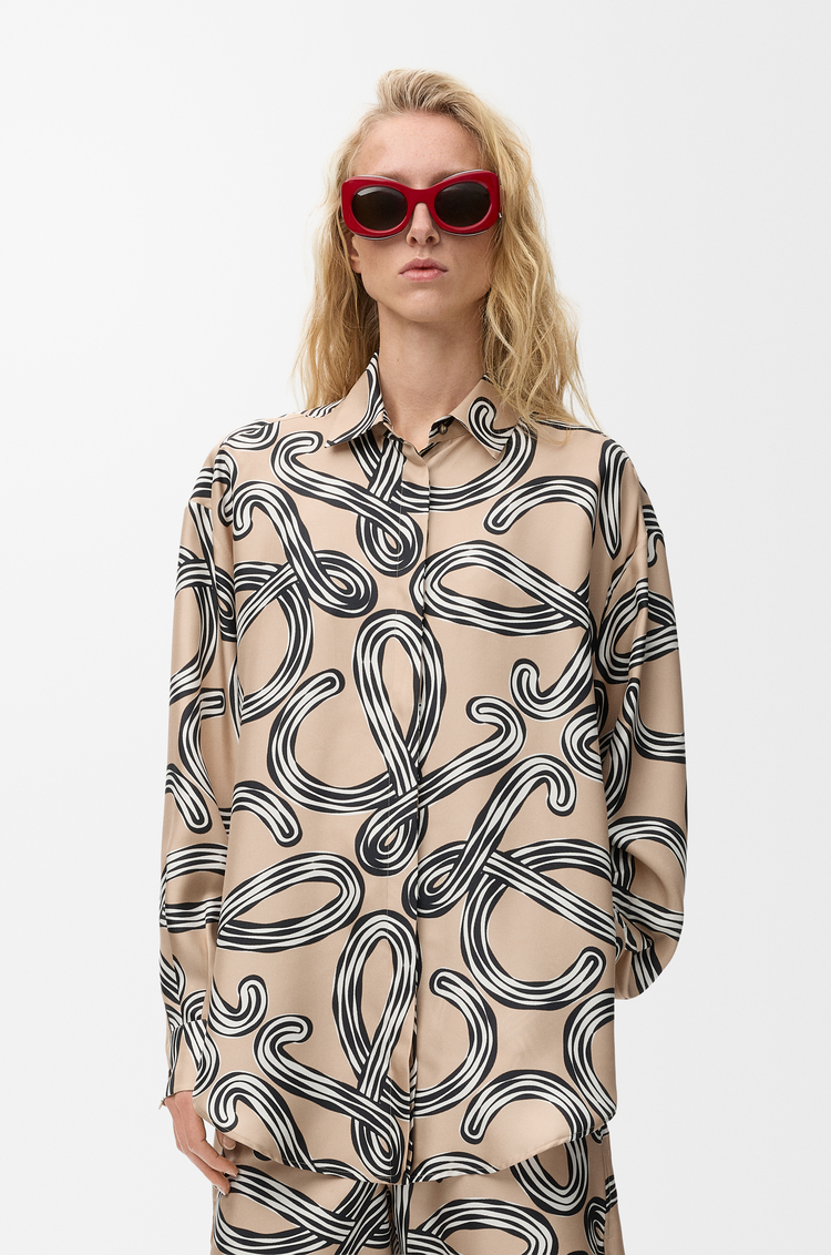 LOEWE Camisa en seda Beige/Negro