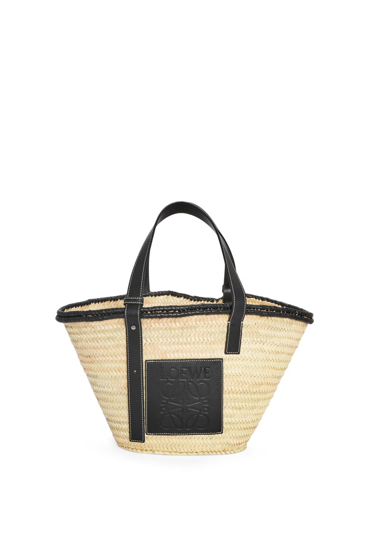 LOEWE Inlay Basket bag in palm leaf and calfskin Natural/Black