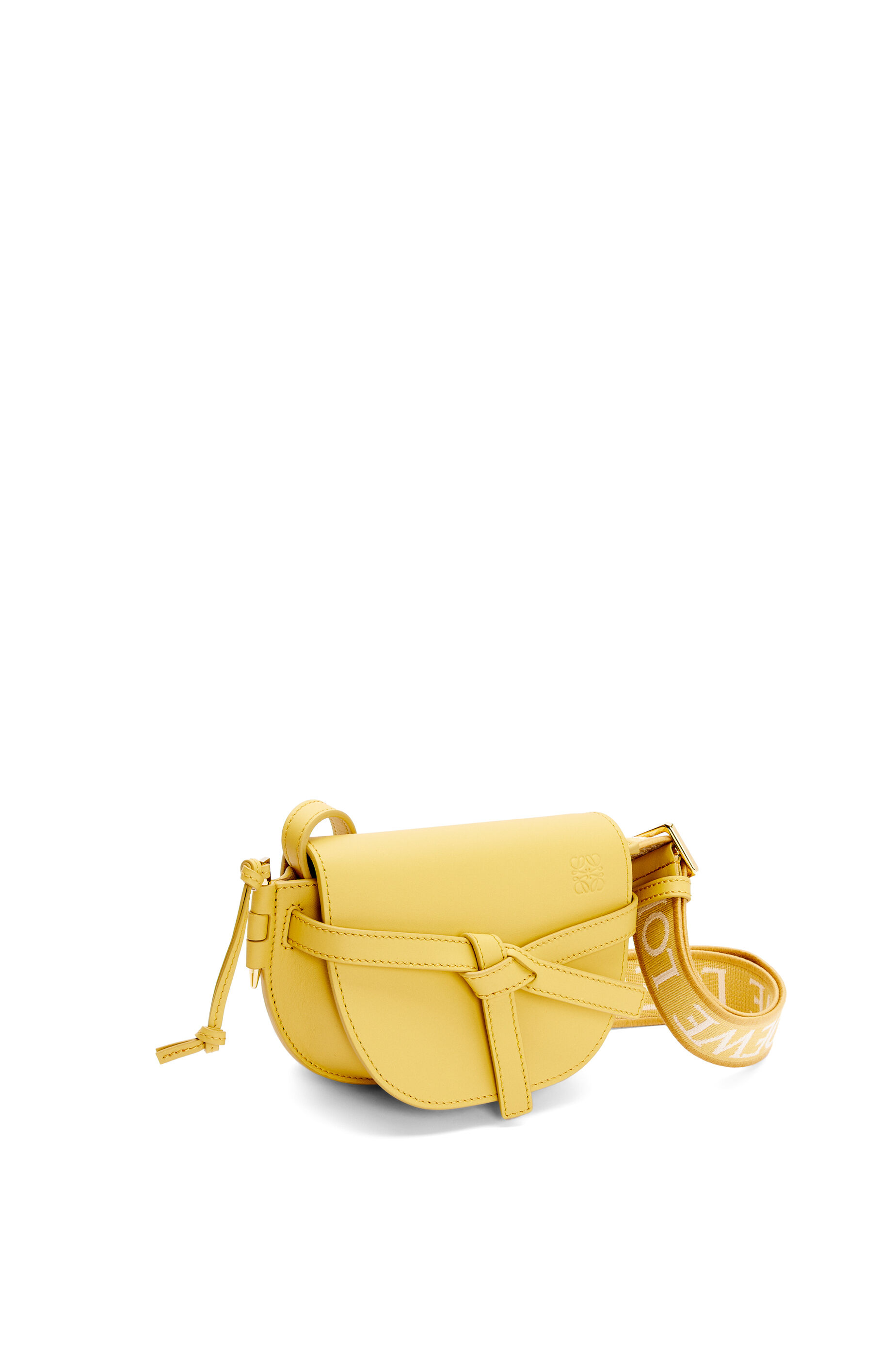 Mini Gate Dual bag in soft calfskin and jacquard Dark Yellow LOEWE