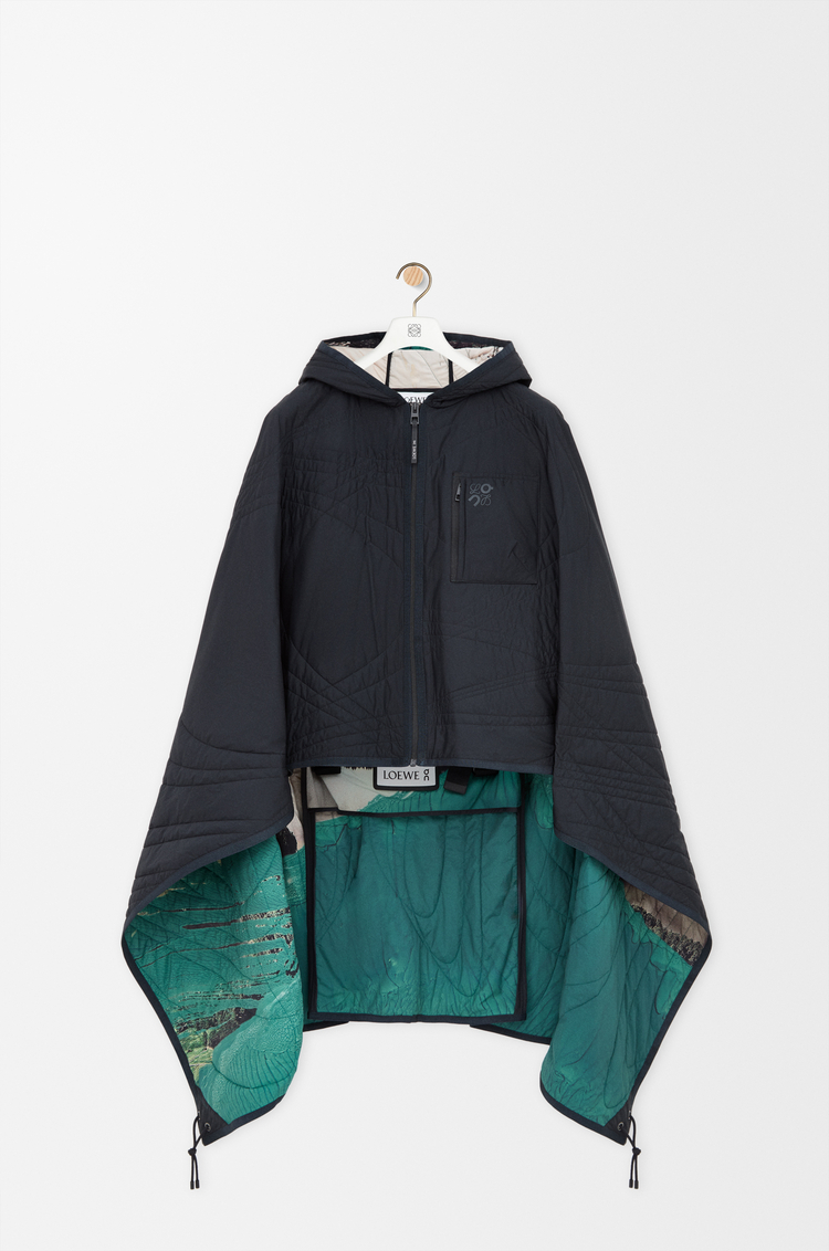 LOEWE Quilted poncho in technical shell Black/Multicolor