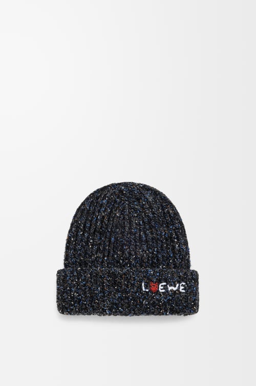 LOEWE Berretto in misto lana, seta e alpaca Nero Melange