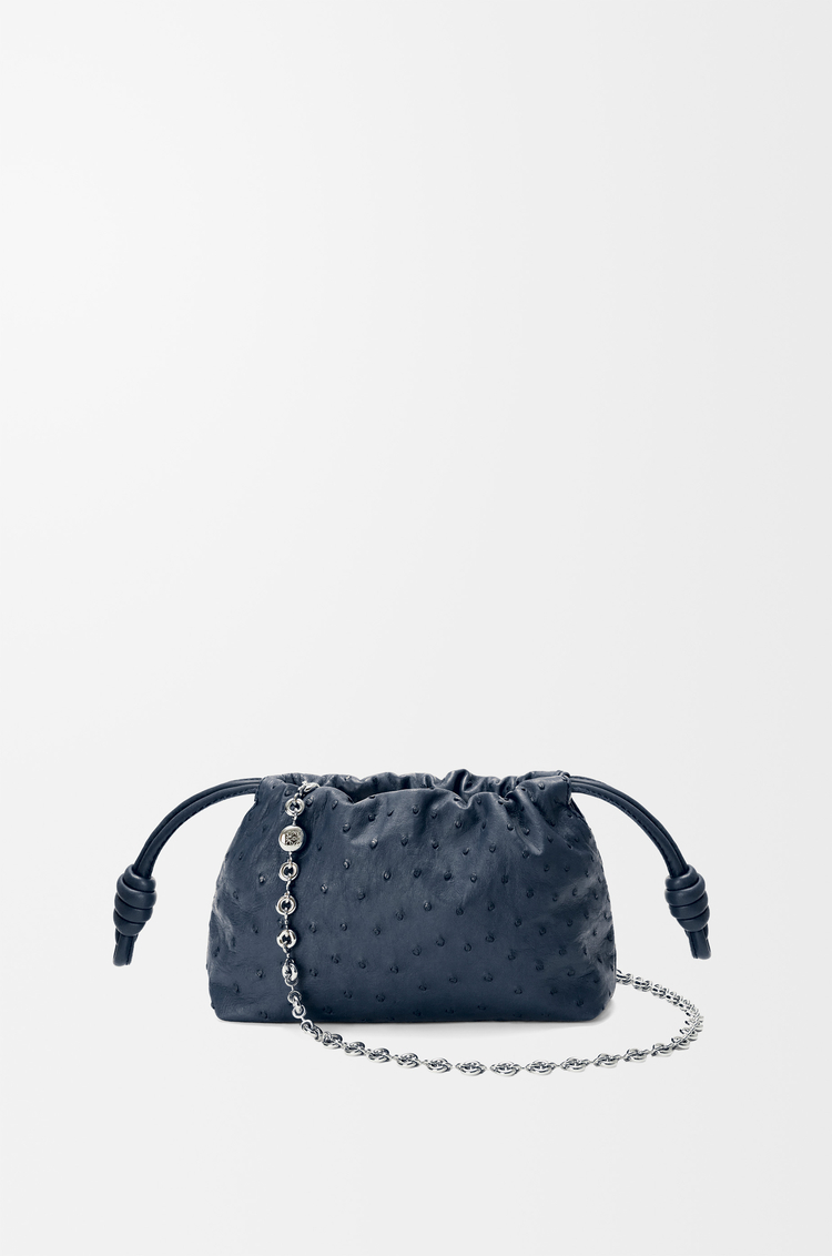 LOEWE フラメンコパース ミニ（オーストリッチ） ディープネイビー