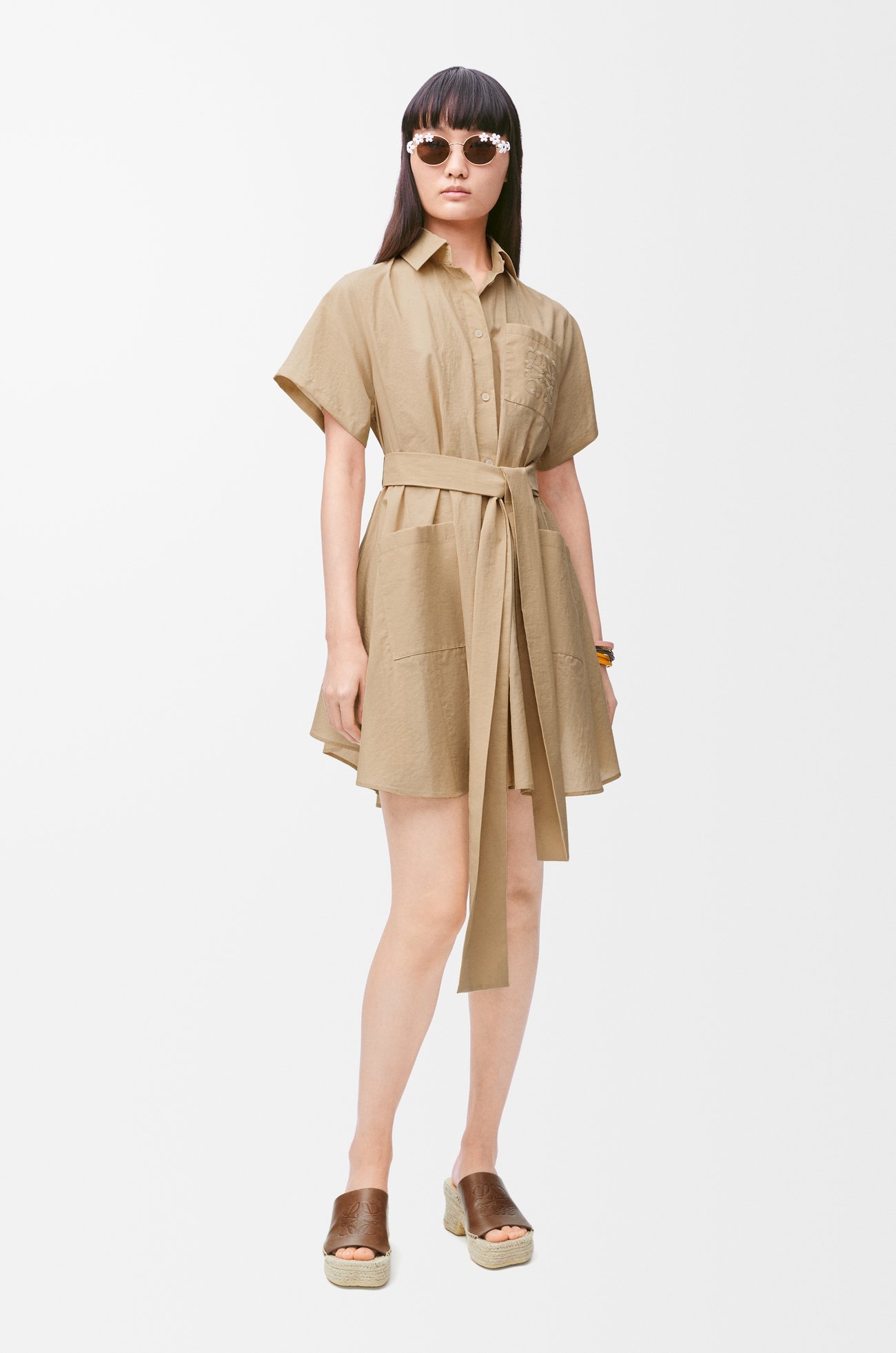 LOEWE Shirt dress in cotton blend Light Beige