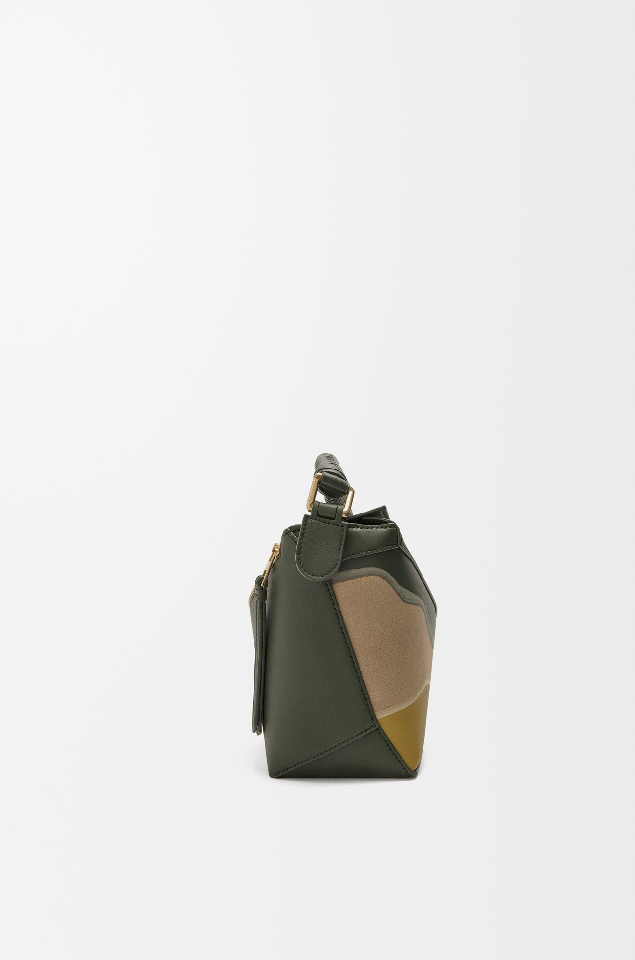 LOEWE Small Puzzle Edge bag in nappa calfskin Bottle Green/Ochre
