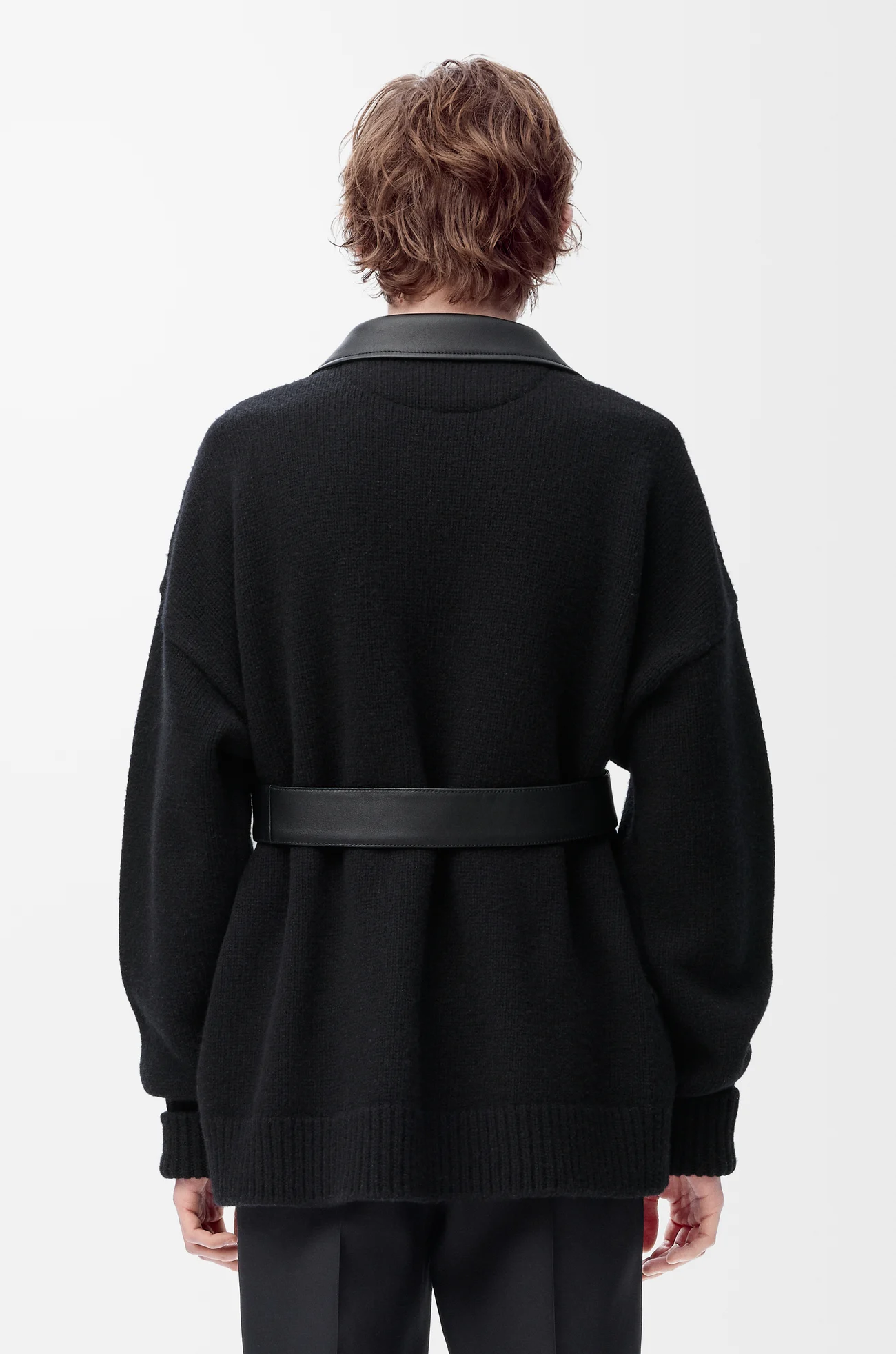 LOEWE Cardigan ibrida in nappa di agnello e lana Nero/Nero