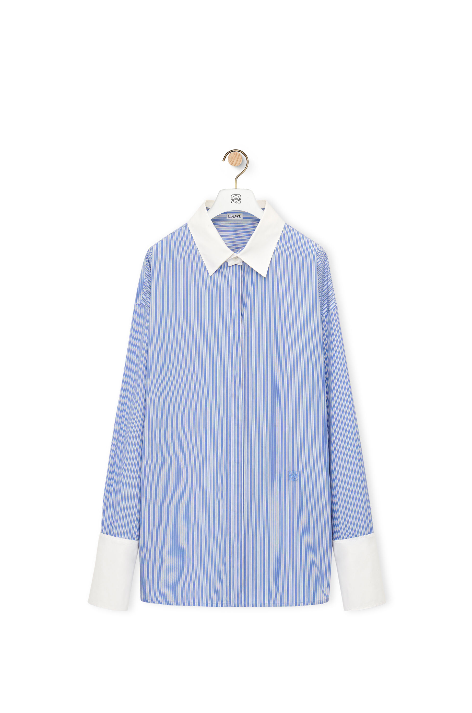 Camisa deconstruida en algodon de rayas Azul Blanco LOEWE