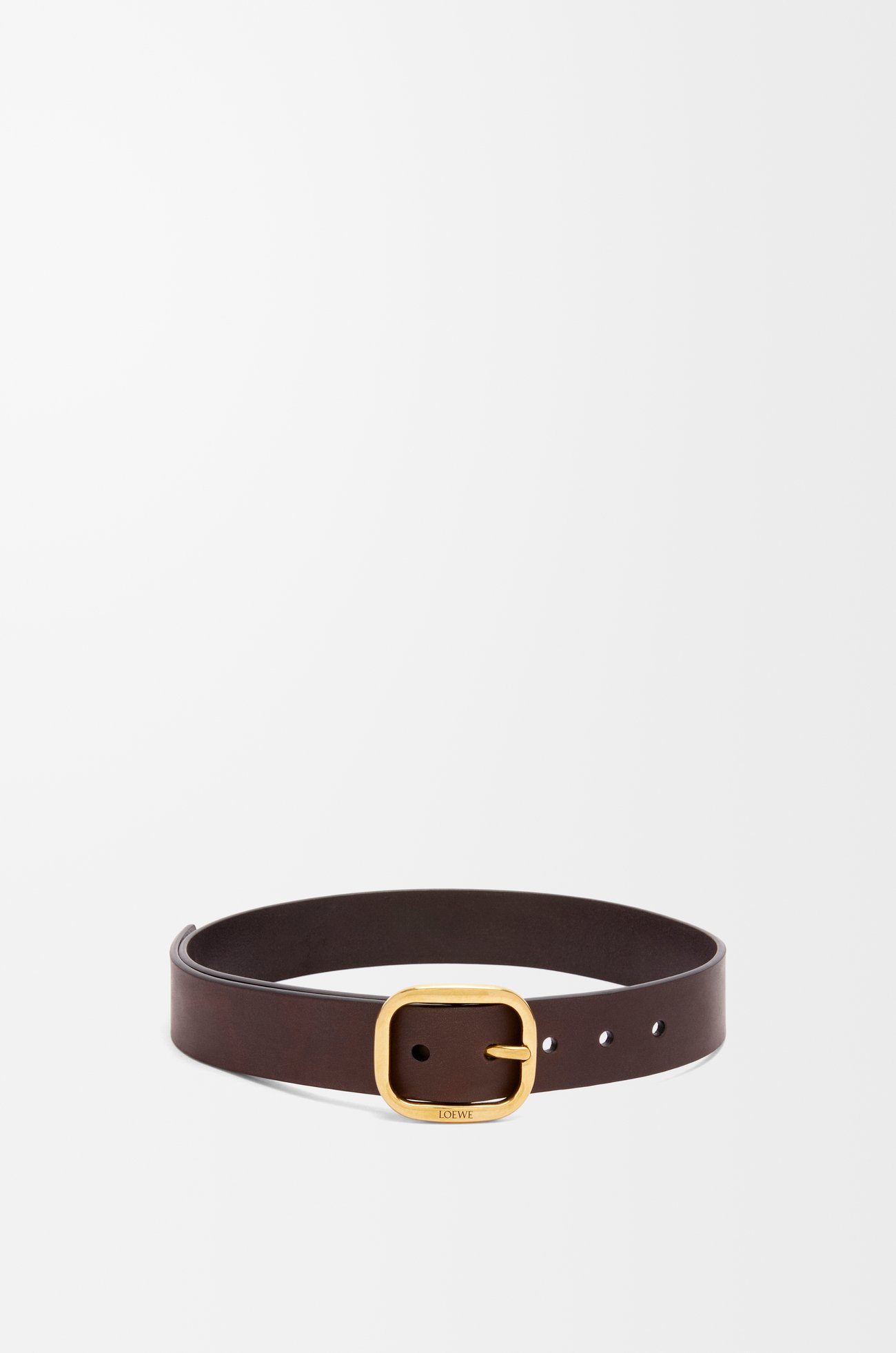 LOEWE 經典小牛皮柔軟皮帶  深棕色