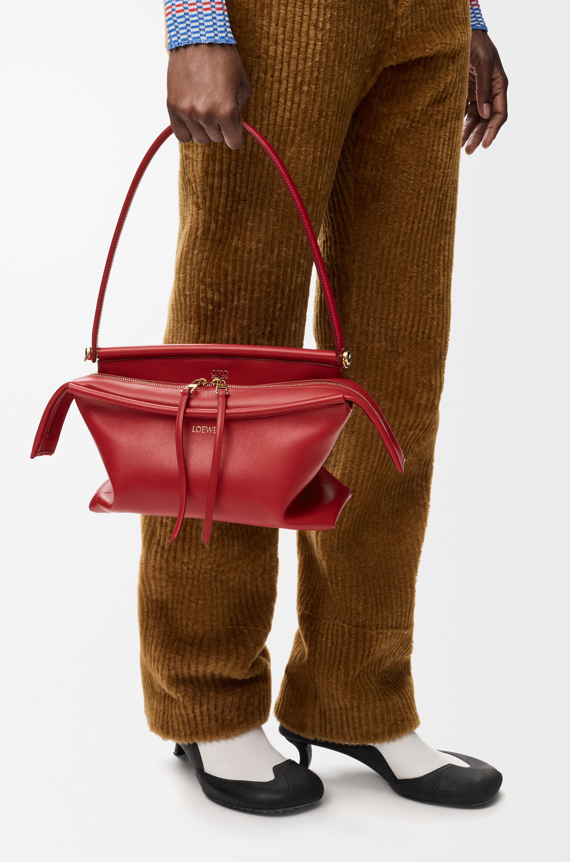 Small Whisker bag in glazed calfskin Red - LOEWE USA Official Website