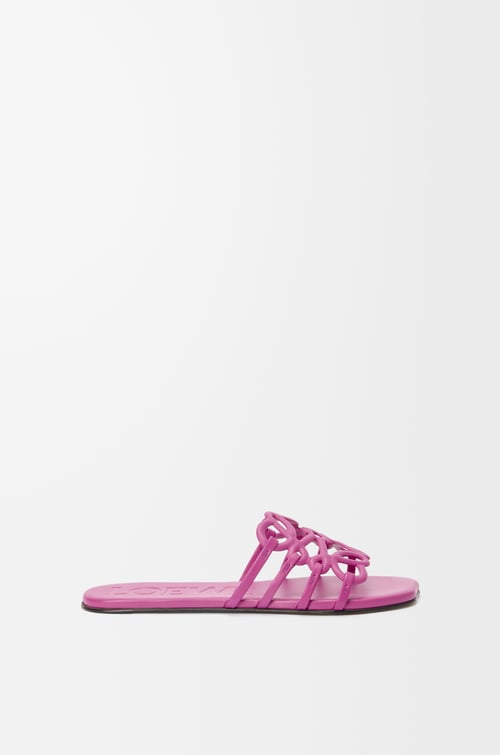 LOEWE Petal Anagram slide in soft calfskin Fuchsia