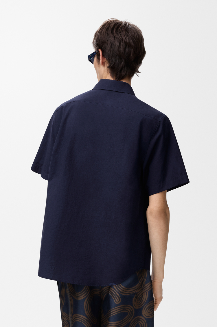 LOEWE Camisa de manga corta en mezcla de algodón Azul Marino