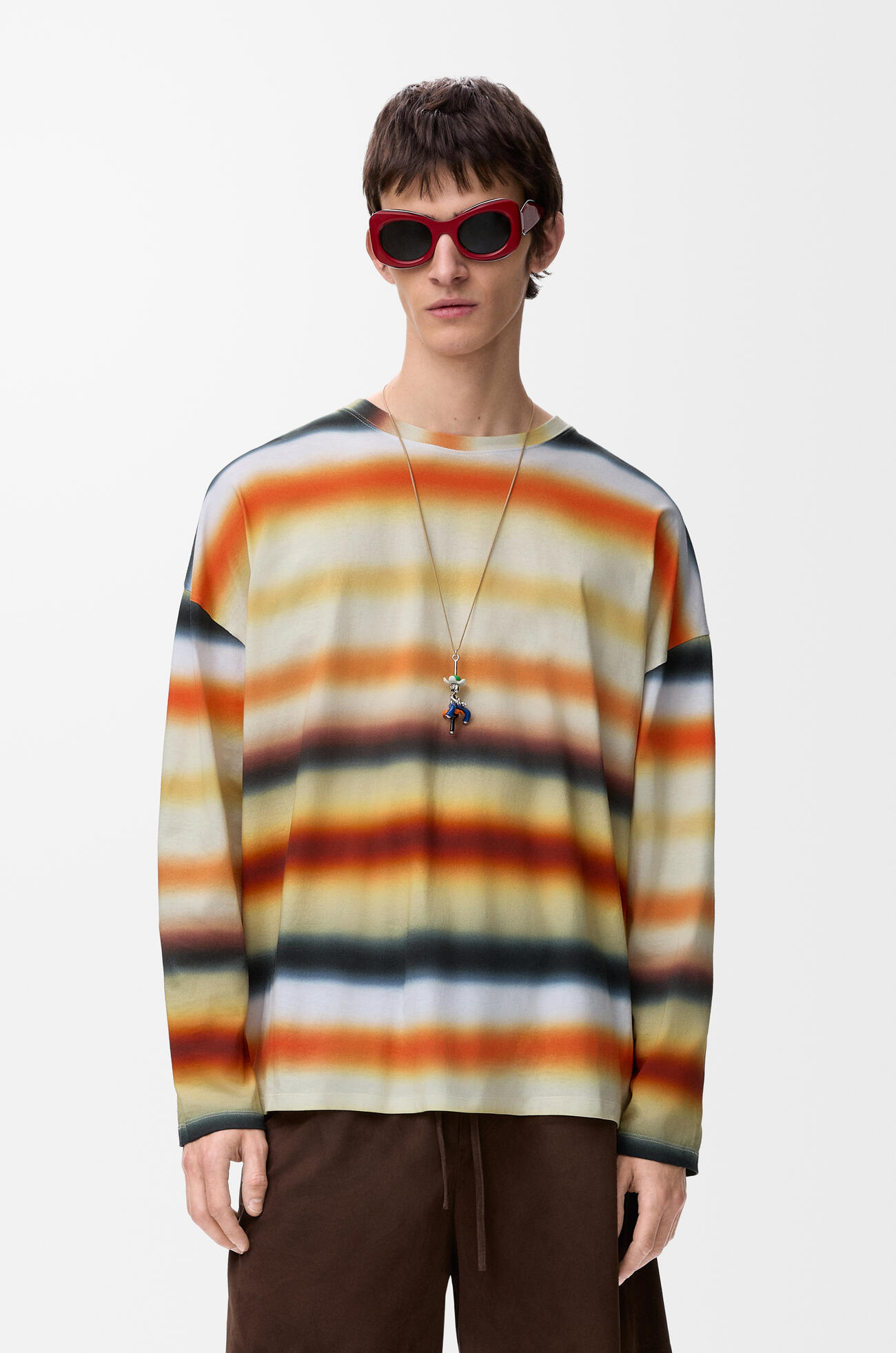 LOEWE 棉質長袖 T 恤 橘色/多色