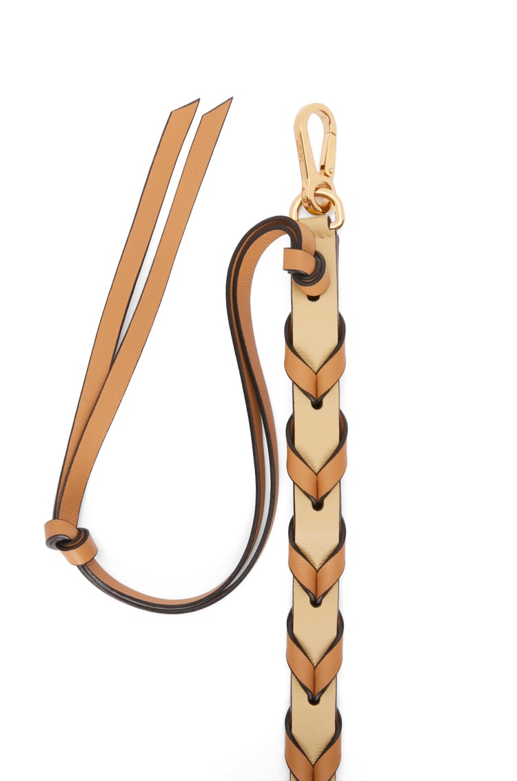 LOEWE Thin braided strap in classic calfskin Dark Butter/Warm Desert