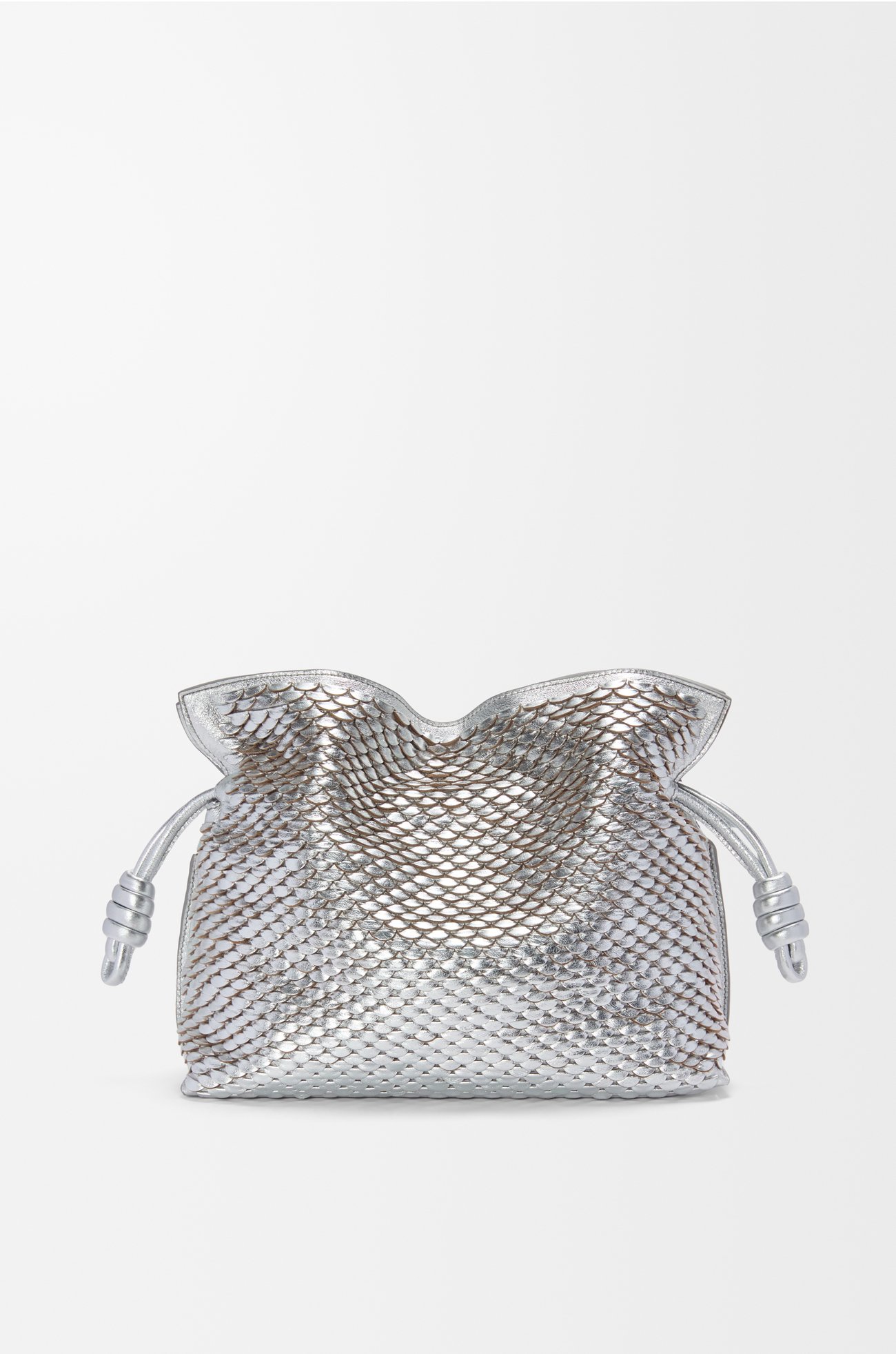 LOEWE Medium Flamenco clutch in laminated lambskin Silver plp_rd