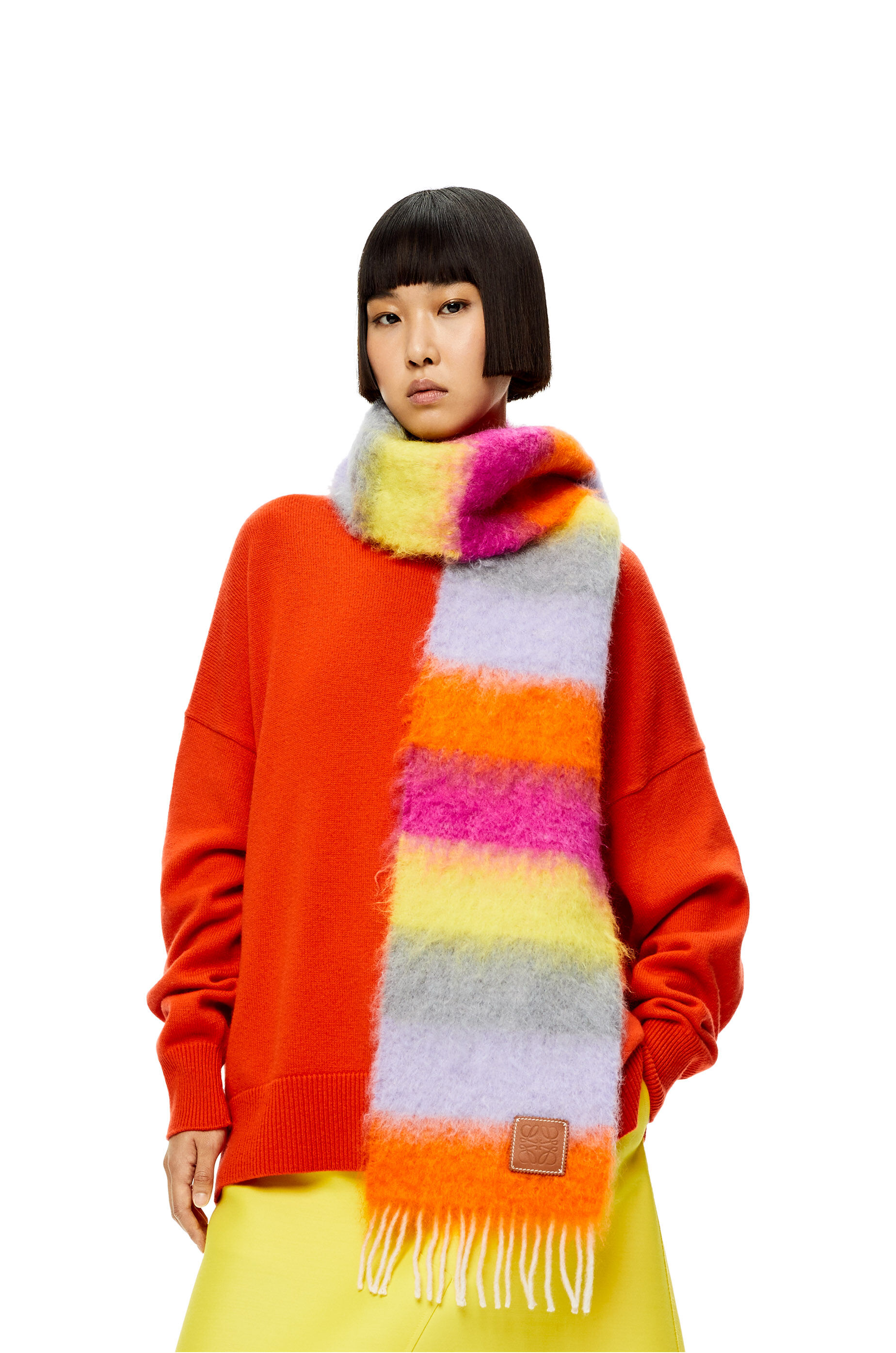 Striped scarf in mohair