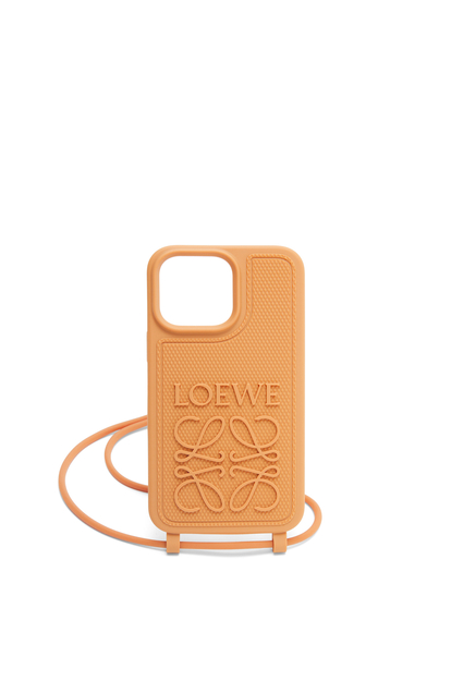 LOEWE iPhone 14 Pro Max case in diamond rubber with a strap Natural