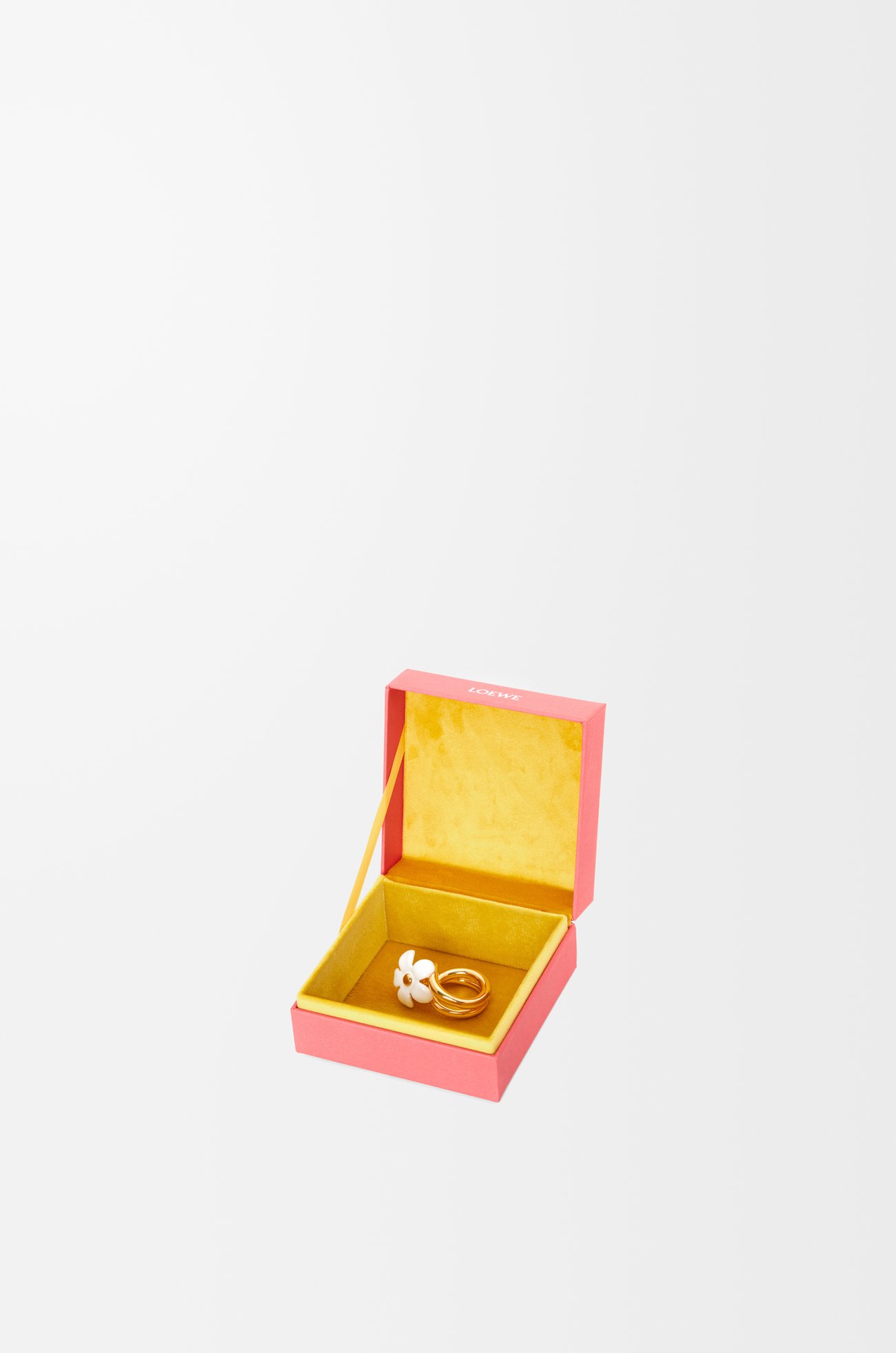 LOEWE Anillo Flor en plata de ley y esmalte Dorado/Blanco