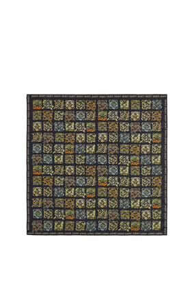 LOEWE Anagram herbarium all over scarf in silk Black/Multicolor plp_rd