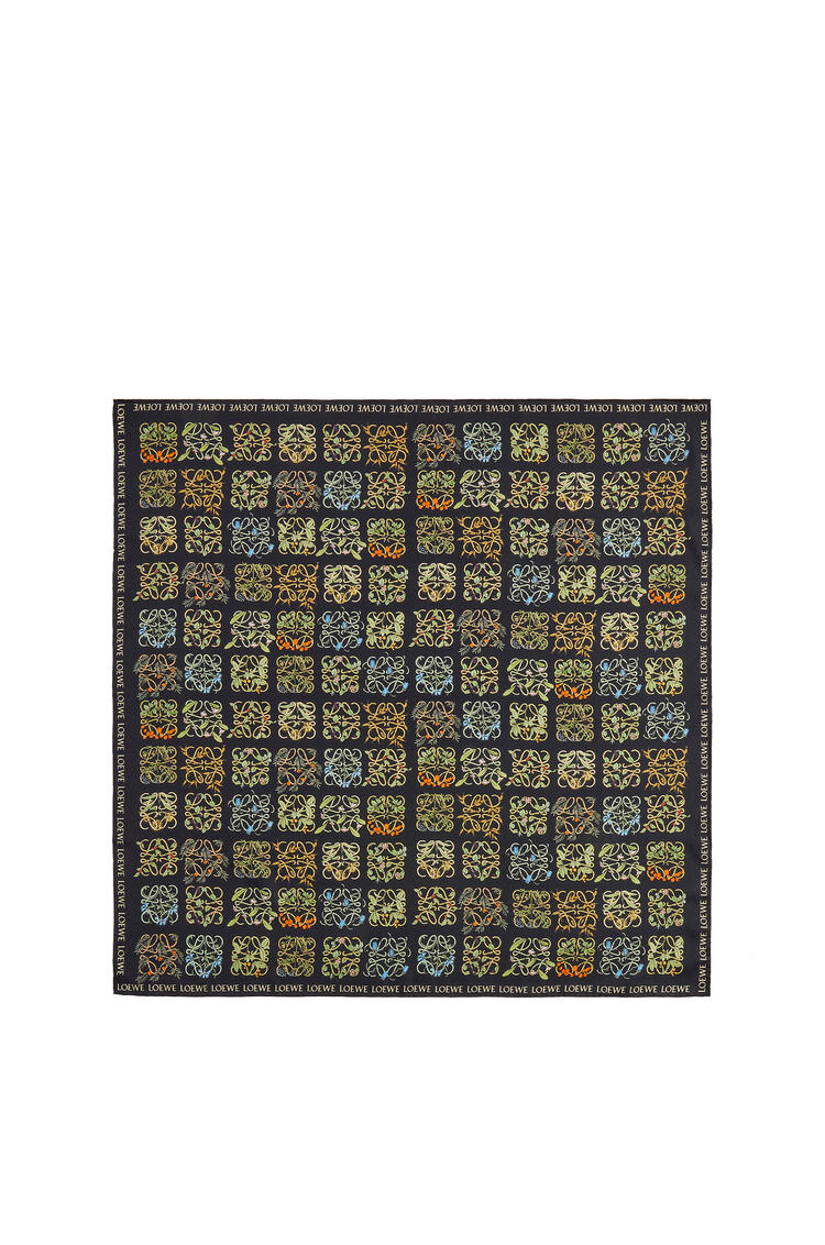 LOEWE Anagram herbarium all over scarf in silk Black/Multicolor pdp_rd