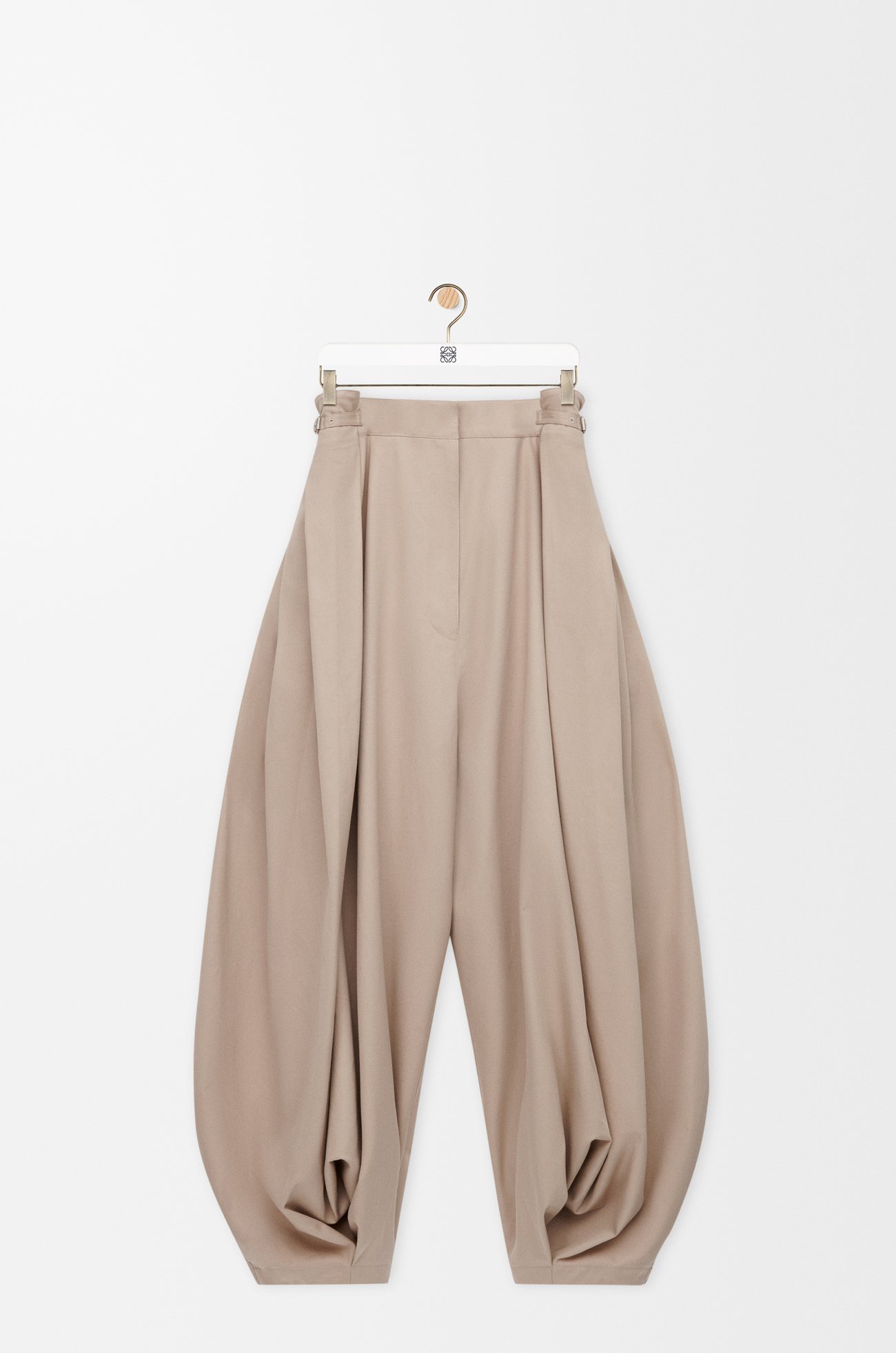 LOEWE Draped trousers in cotton and silk Beige