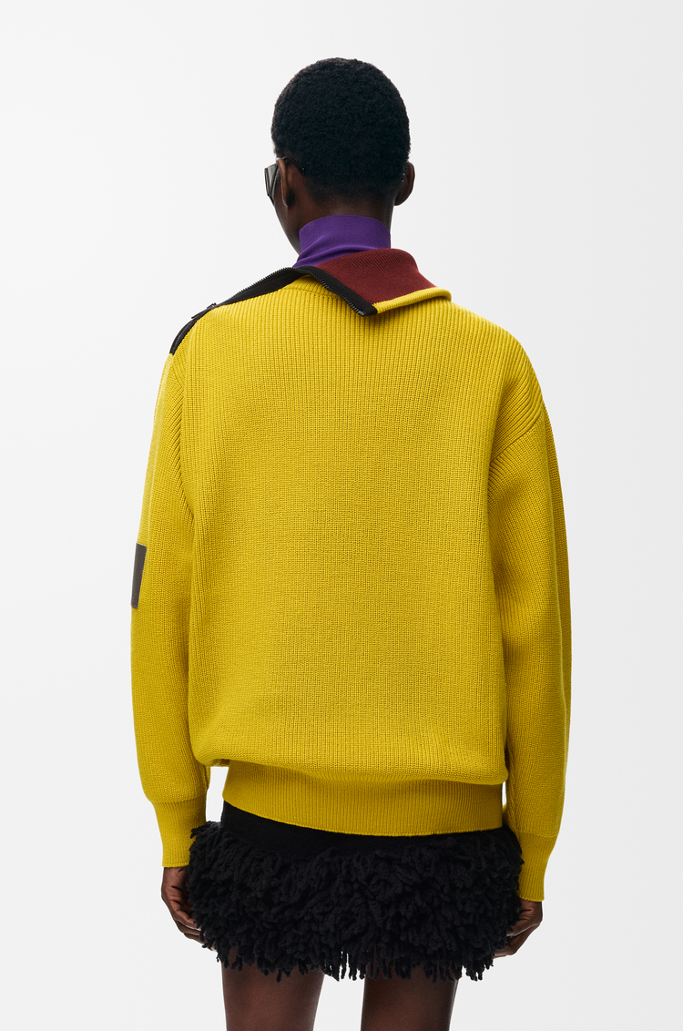 LOEWE Jersey con cremallera en lana Verde Oliva