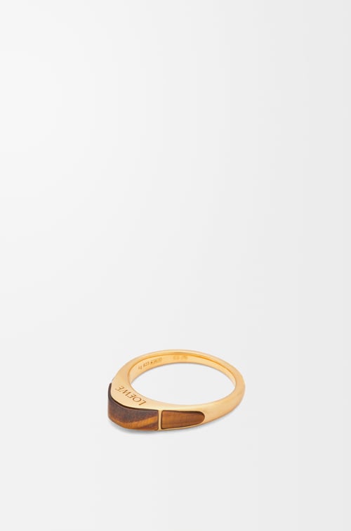 LOEWE Anillo Stirrup en plata de ley Dorado/Marrón