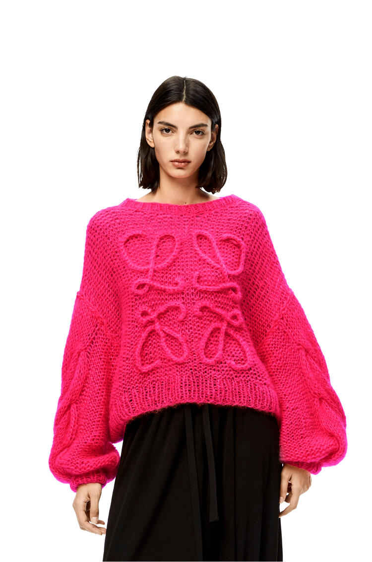 LOEWE Anagram sweater in mohair Fluo Pink pdp_rd