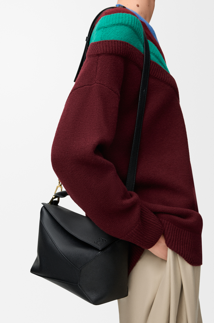 LOEWE Small Puzzle Edge bag in soft grained calfskin Black